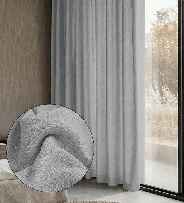 Gordijnen met Linnen Look - Ringen - Grijs