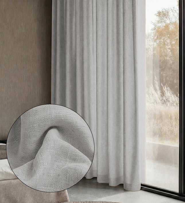 Gordijnen met Linnen Look - Ringen - Off White