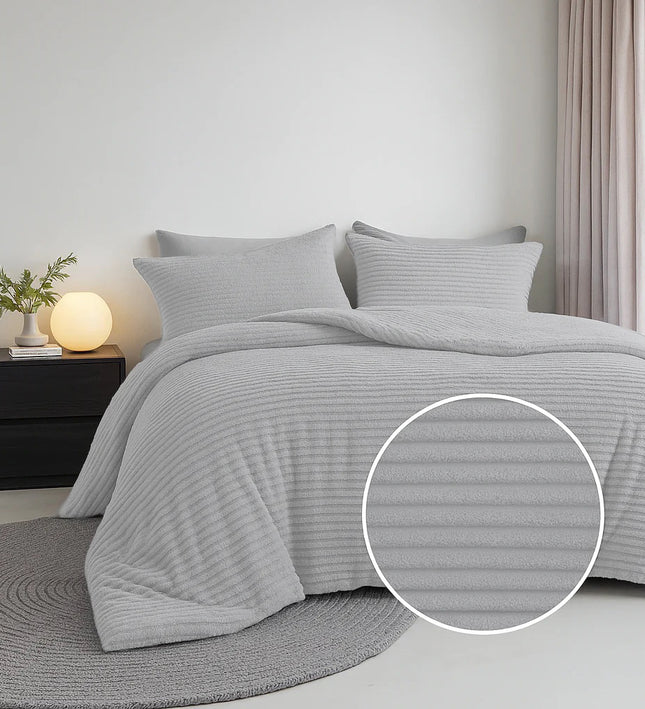 Dekbedovertrek Teddy Rib - Licht Grijs