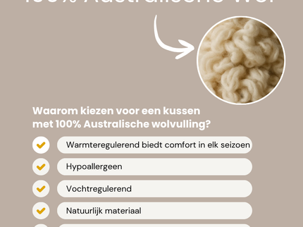 Hoofdkussen - 100% Australische Wol