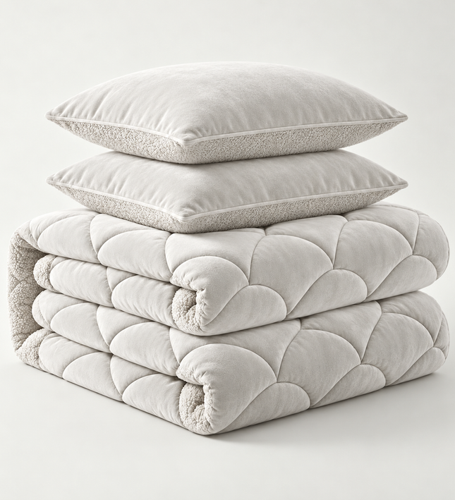 Lazy Dekbed Zonder Overtrek Teddy en Velvet - Beige