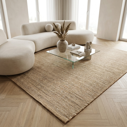 Jute Wol Katoen Vloerkleed  - Beige