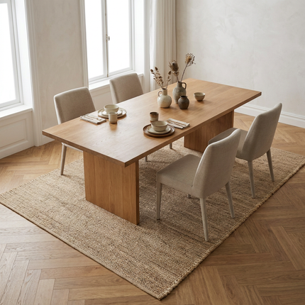 Jute Wol Katoen Vloerkleed  - Beige