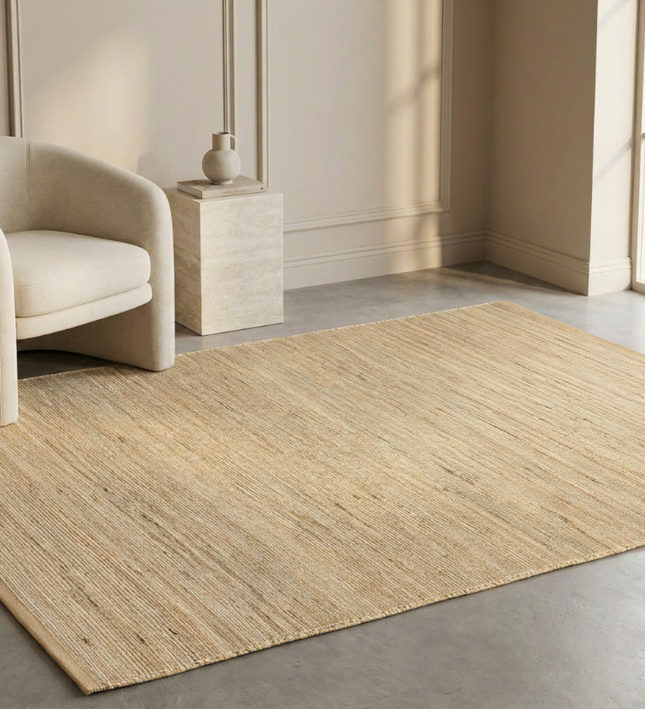 Jute Wol Katoen Vloerkleed  - Beige