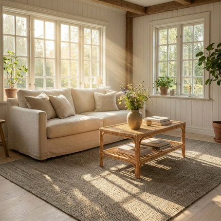 Jute Wol Katoen Vloerkleed  - Grijs / Bruin