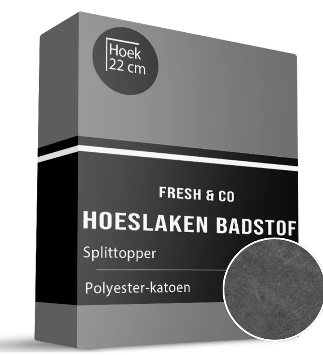 Splittopper Hoeslaken - Badstof - Antraciet