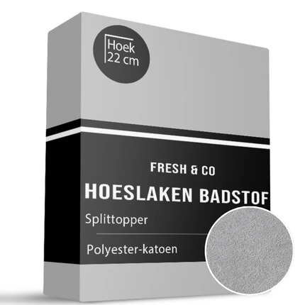 Splittopper Hoeslaken - Badstof - Grijs