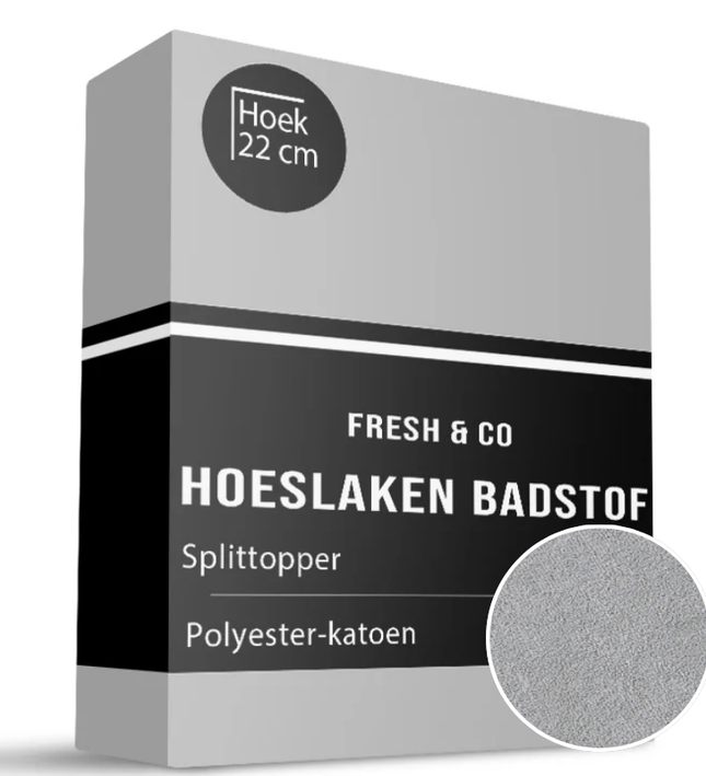 Splittopper Hoeslaken - Badstof - Grijs