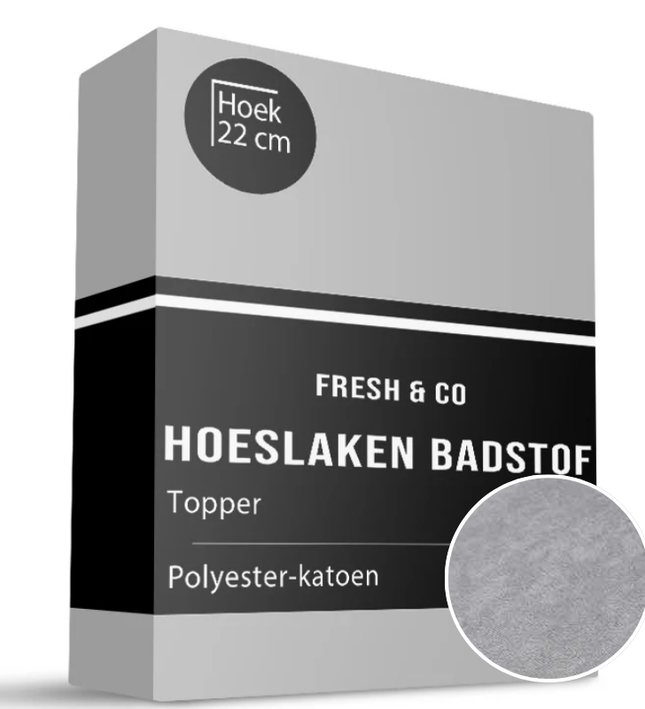 Topper Hoeslaken - Badstof - Lichtgrijs