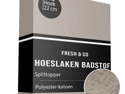 Splittopper Hoeslaken - Badstof - Taupe