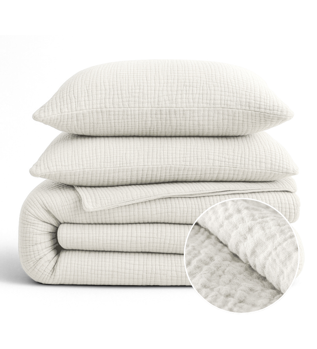 Lazy Dekbed Zonder Overtrek - Katoen Mousseline - Beige