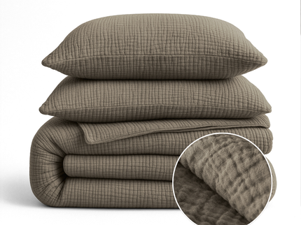 Lazy Dekbed Zonder Overtrek - Katoen Mousseline - Taupe