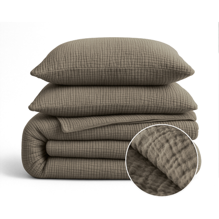 Lazy Dekbed Zonder Overtrek - Katoen Mousseline - Taupe