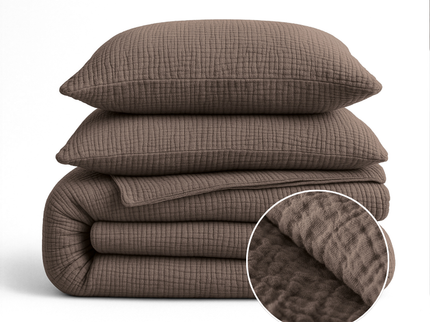 Lazy Dekbed Zonder Overtrek - Katoen Mousseline - Donker Taupe