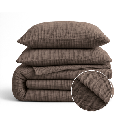 Lazy Dekbed Zonder Overtrek - Katoen Mousseline - Donker Taupe