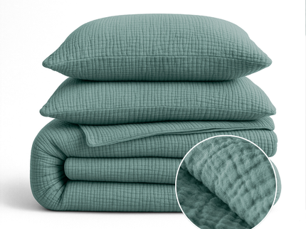 Lazy Dekbed Zonder Overtrek - Katoen Mousseline - Groen