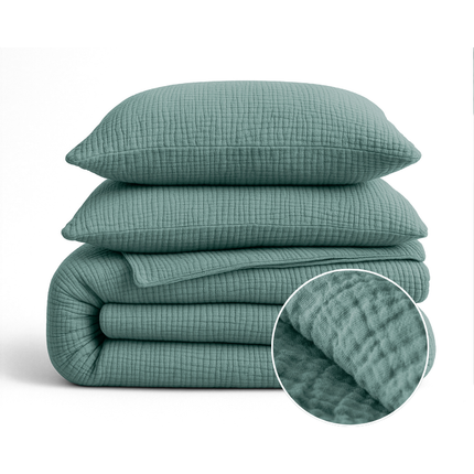 Lazy Dekbed Zonder Overtrek - Katoen Mousseline - Groen