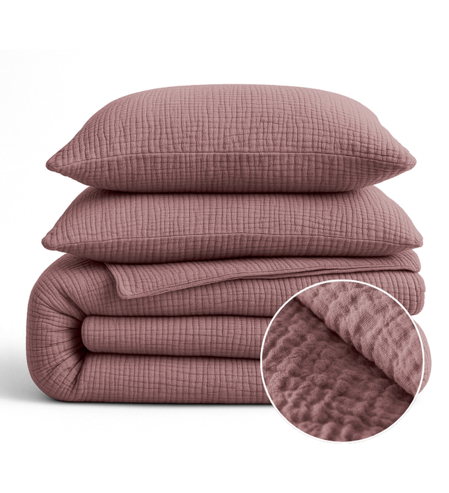 Lazy Dekbed Zonder Overtrek - Katoen Mousseline - Oud Roze