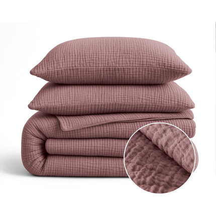 Lazy Dekbed Zonder Overtrek - Katoen Mousseline - Oud Roze