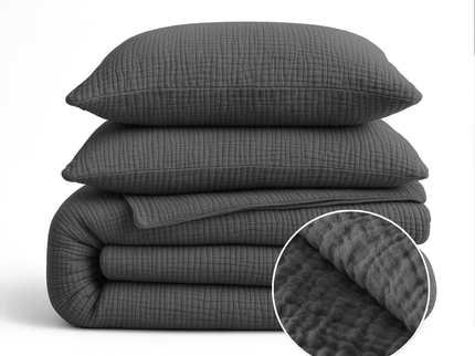 Lazy Dekbed Zonder Overtrek - Katoen Mousseline - Antraciet