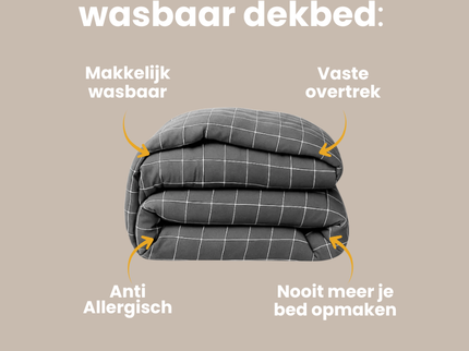 Easy Dekbed Zonder Overtrek Zomer - Squares - Grijs