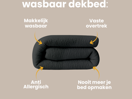 Easy Dekbed Zonder Overtrek - Mousseline - Donkergrijs