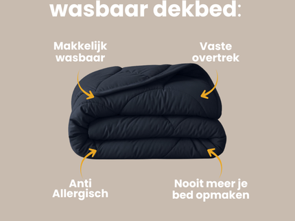 Lazy Dekbed Zonder Overtrek - Uni - Antraciet / Navy