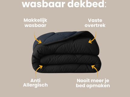 Lazy Dekbed Zonder Overtrek - Double Face - Zwart / Antraciet