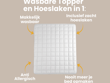 Wasbare Topper & Hoeslaken in 1 – Ultiem Slaapcomfort - Wit