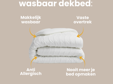 Easy Dekbed Zonder Overtrek - Japandi Waves - Wit