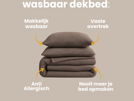 Lazy Dekbed Zonder Overtrek - Katoen Mousseline - Donker Taupe