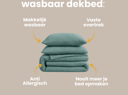 Lazy Dekbed Zonder Overtrek - Katoen Mousseline - Groen