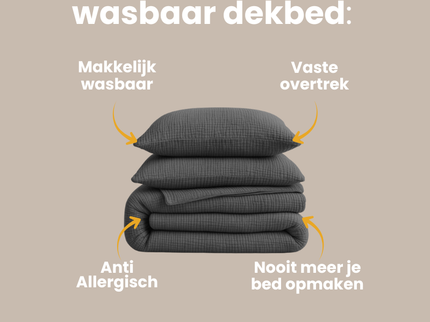 Lazy Dekbed Zonder Overtrek - Katoen Mousseline - Antraciet