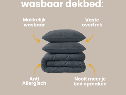 Lazy Dekbed Zonder Overtrek - Teddy Fur - Antraciet