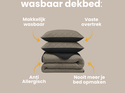 Lazy Dekbed Zonder Overtrek - Double Face - Taupe/Zwart
