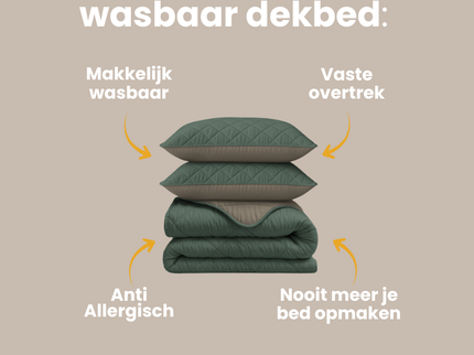 Lazy Dekbed Zonder Overtrek - Double Face - Taupe/Groen