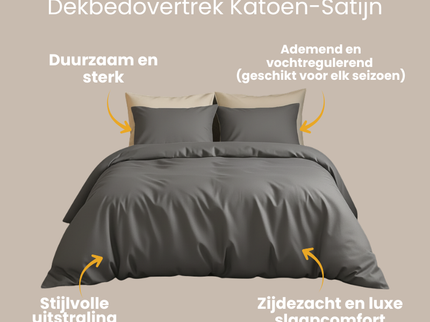 Dekbedovertrek Katoen-Satijn Uni - - Grijs