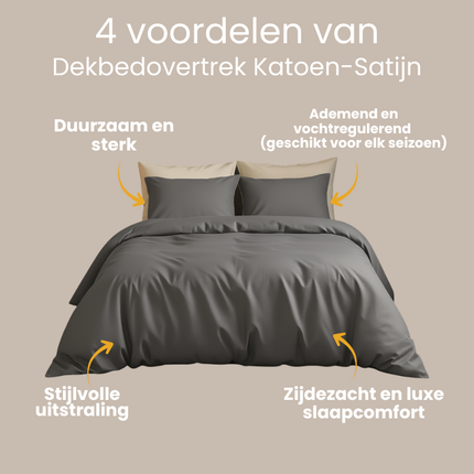 Dekbedovertrek Katoen-Satijn Uni - Grijs