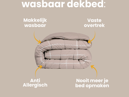 Easy Dekbed Zonder Overtrek - Scribble Squares - Taupe