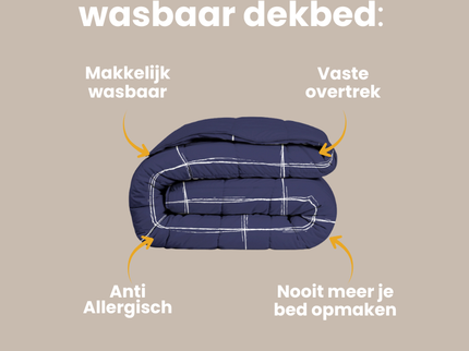 Easy Dekbed Zonder Overtrek - Scribble Squares - Navy