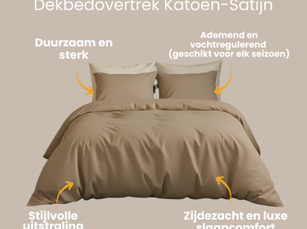 Dekbedovertrek Katoen-Satijn Uni - - Taupe