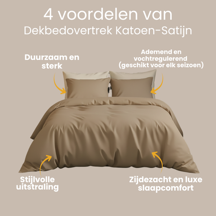 Dekbedovertrek Katoen-Satijn Uni - Taupe