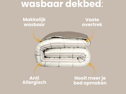 Easy Dekbed Zonder Overtrek - Horizontal Lines - Beige