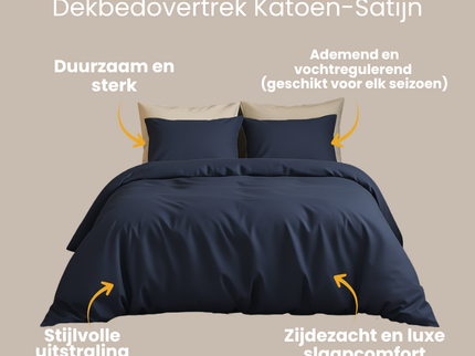 Dekbedovertrek Katoen-Satijn Uni - - Navy
