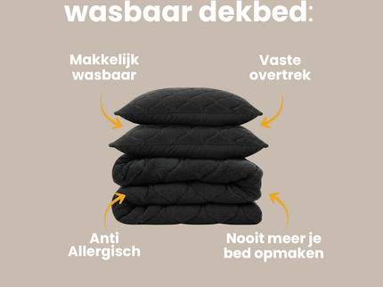 Lazy Dekbed Zonder Overtrek - Teddy - Zwart