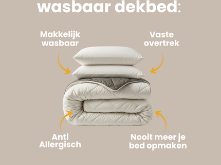Lazy Dekbed Zonder Overtrek - Crème/Kaki