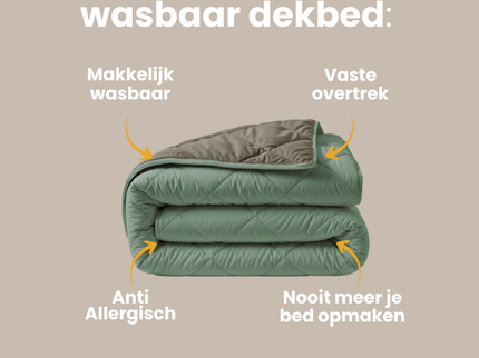 Lazy Dekbed Zonder Overtrek - Groen/Kaki