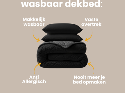 Lazy Dekbed Zonder Overtrek - Zwart/Antraciet