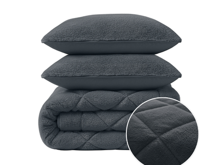 Lazy Dekbed Zonder Overtrek - Teddy Fur - Antraciet