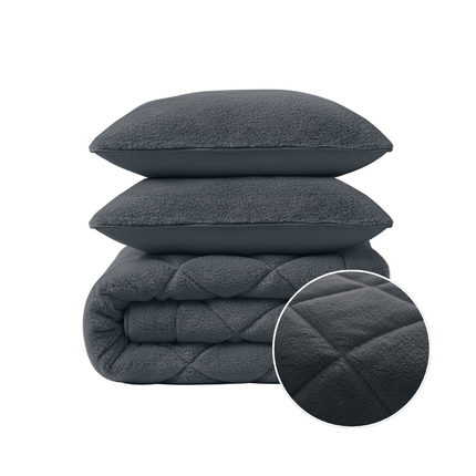 Lazy Dekbed Zonder Overtrek - Teddy Fur - Antraciet